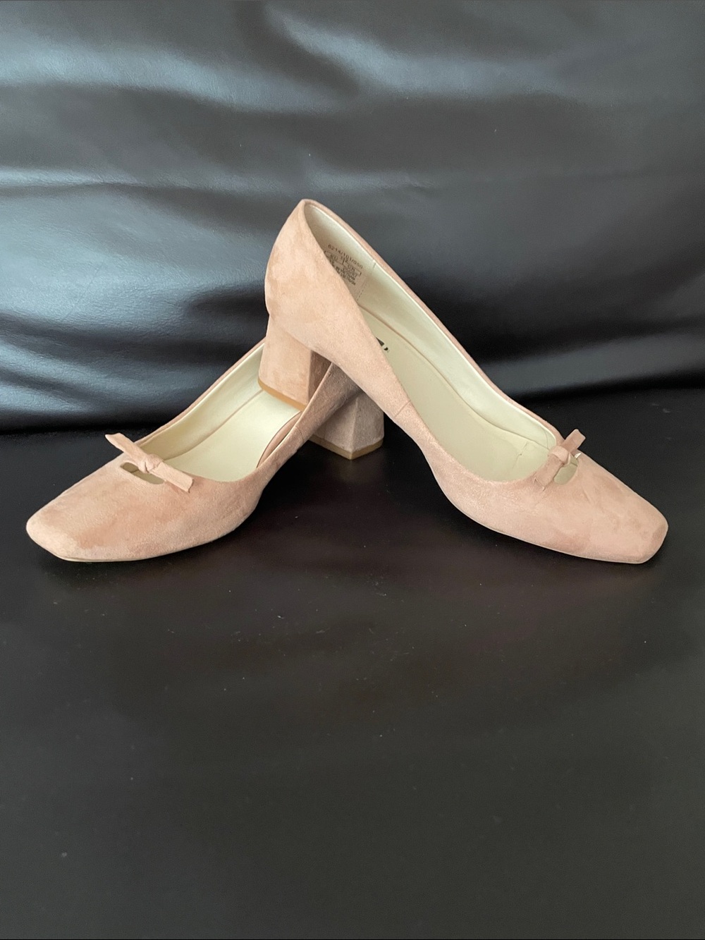 Zara Suede Block Heel Pumps in Blush